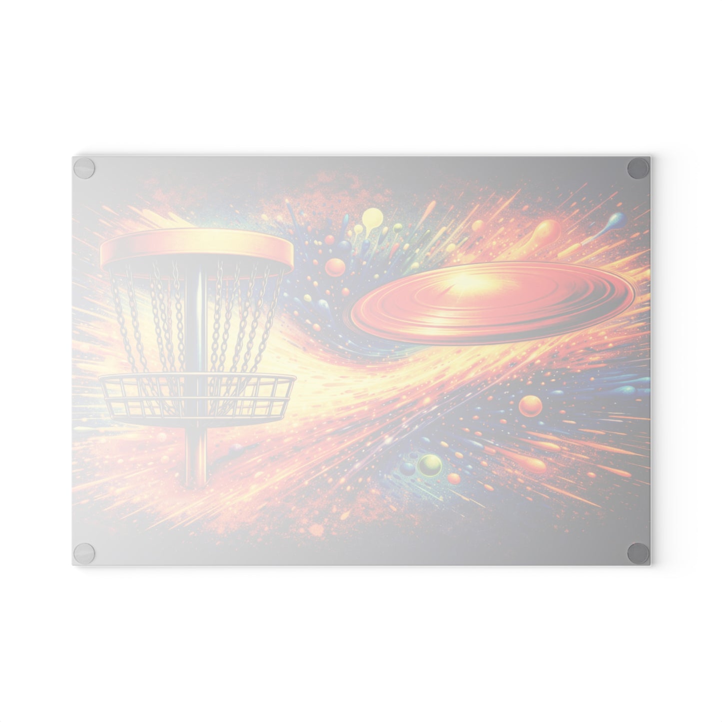 Disc Golf Power Shot Glass Cutting Board – Bold Color Splash Sports Artwork