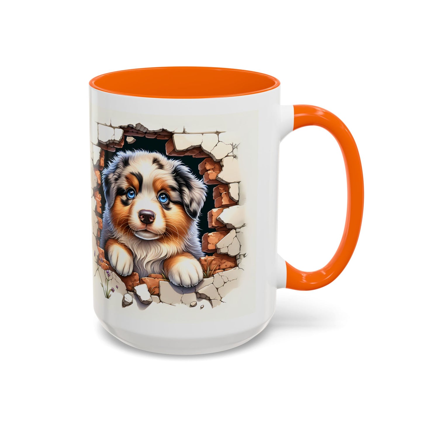 🐾☕ Australian Shepherd Puppy Peek Accent Mug – Blue-Eyed Beauty Dog Lover Gift ✨💙