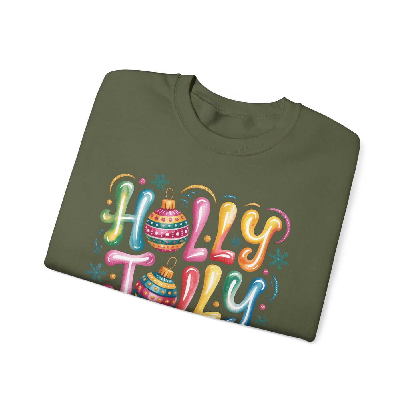 🎄✨ Holly Jolly Rainbow Ornament Christmas Sweatshirt – Festive & Fun Holiday Style 🌈🎁