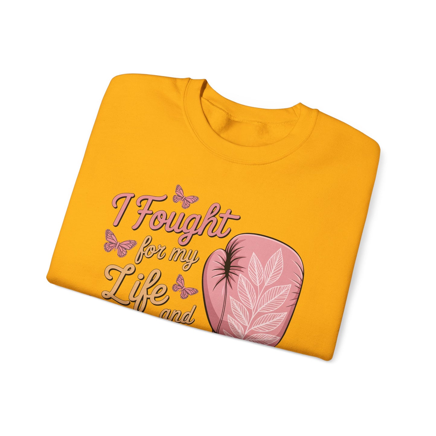 🥊🦋 I Fought for My Life and I Won Sweatshirt – Breast Cancer Survivor Crewneck