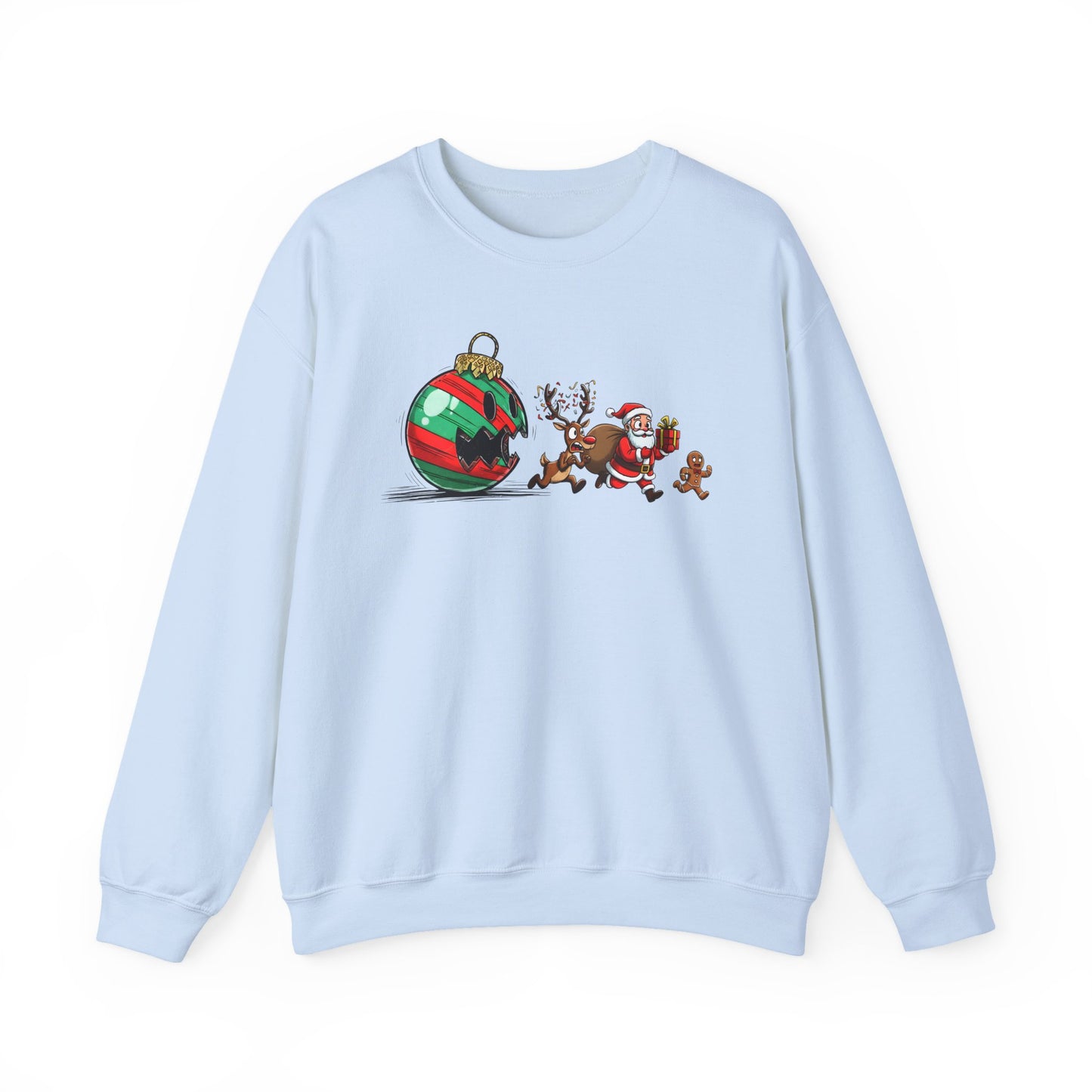 🎄🎅 Santa’s Great Ornament Escape Sweatshirt – Funny Christmas Crewneck for Holiday Laughs