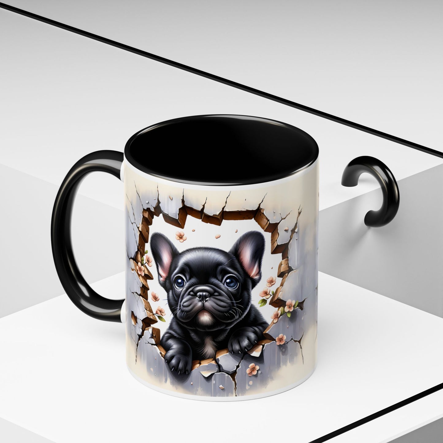 🐾☕ Black French Bulldog Puppy Accent Mug – Cute Breakthrough Pup Design ✨
