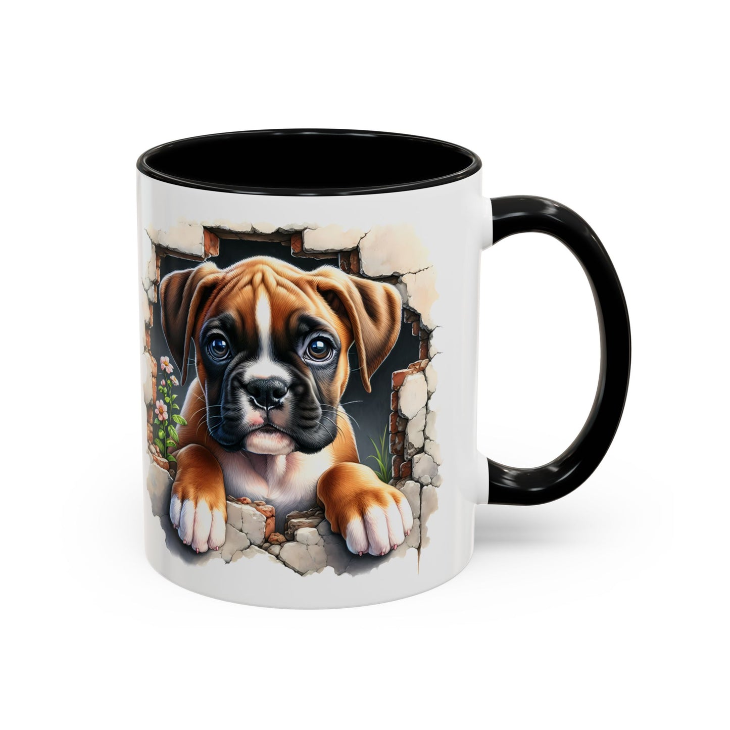 🐶☕ Boxer Puppy Peek Accent Mug – Adorable Dog Lover Gift ✨💛