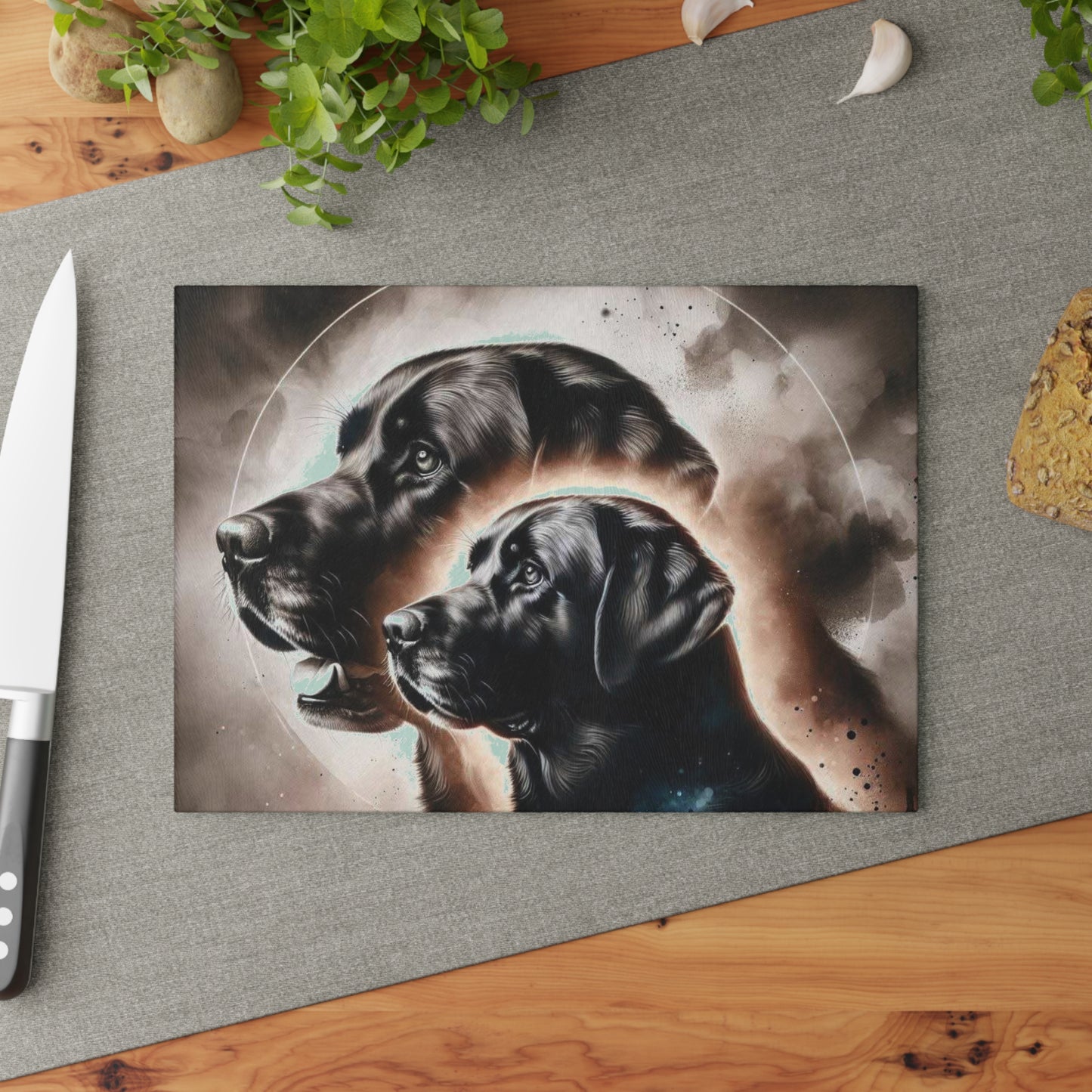 🌌 Cosmic Black Labs Cutting Board – Bold Canine Energy Meets Celestial Style 🐾✨