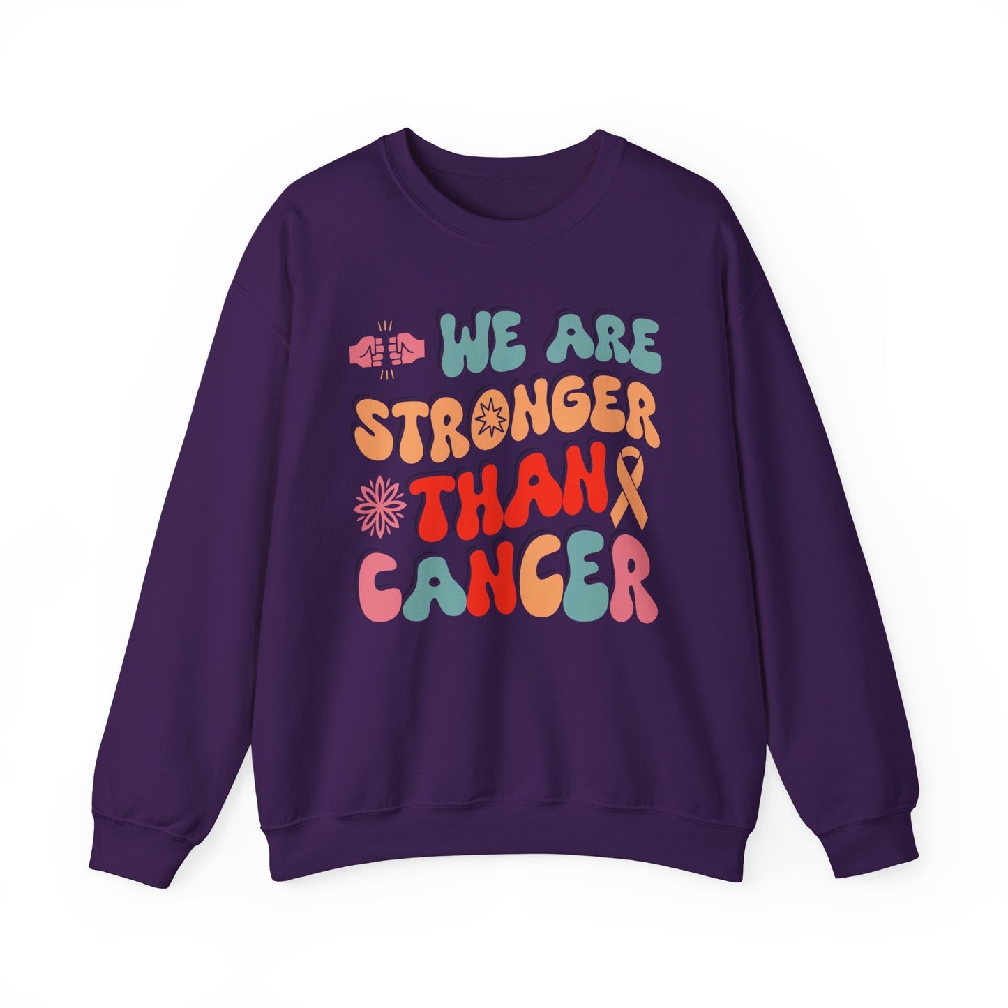 💪🌸 We Are Stronger Than Cancer Sweatshirt – Retro Breast Cancer Awareness Crewneck