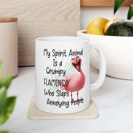 Mi espíritu animal es un flamenco gruñón: divertida taza de flamenco para mañanas atrevidas ☕