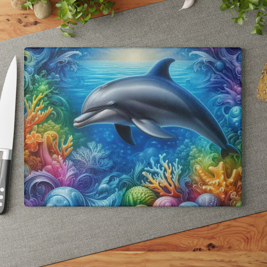 🐬🌊 Coral Reef Dolphin Cutting Board – Ocean Glow for Your Kitchen