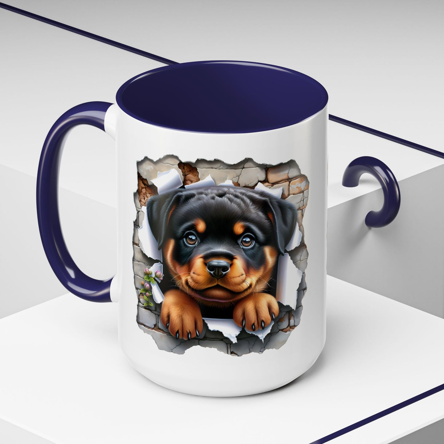 🐾☕ Rottweiler Puppy Accent Mug – Sweet Breakthrough Pup Design ✨