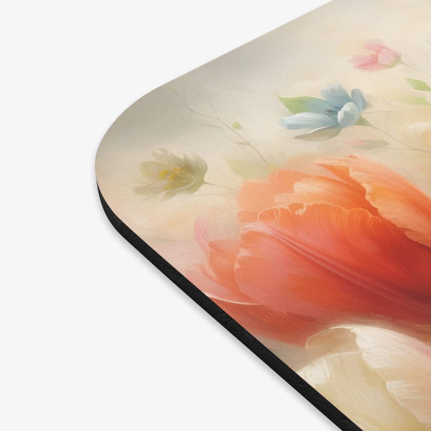 Butterfly & Tulip Floral Mouse Pad – Elegant Spring Garden Desk Accessory