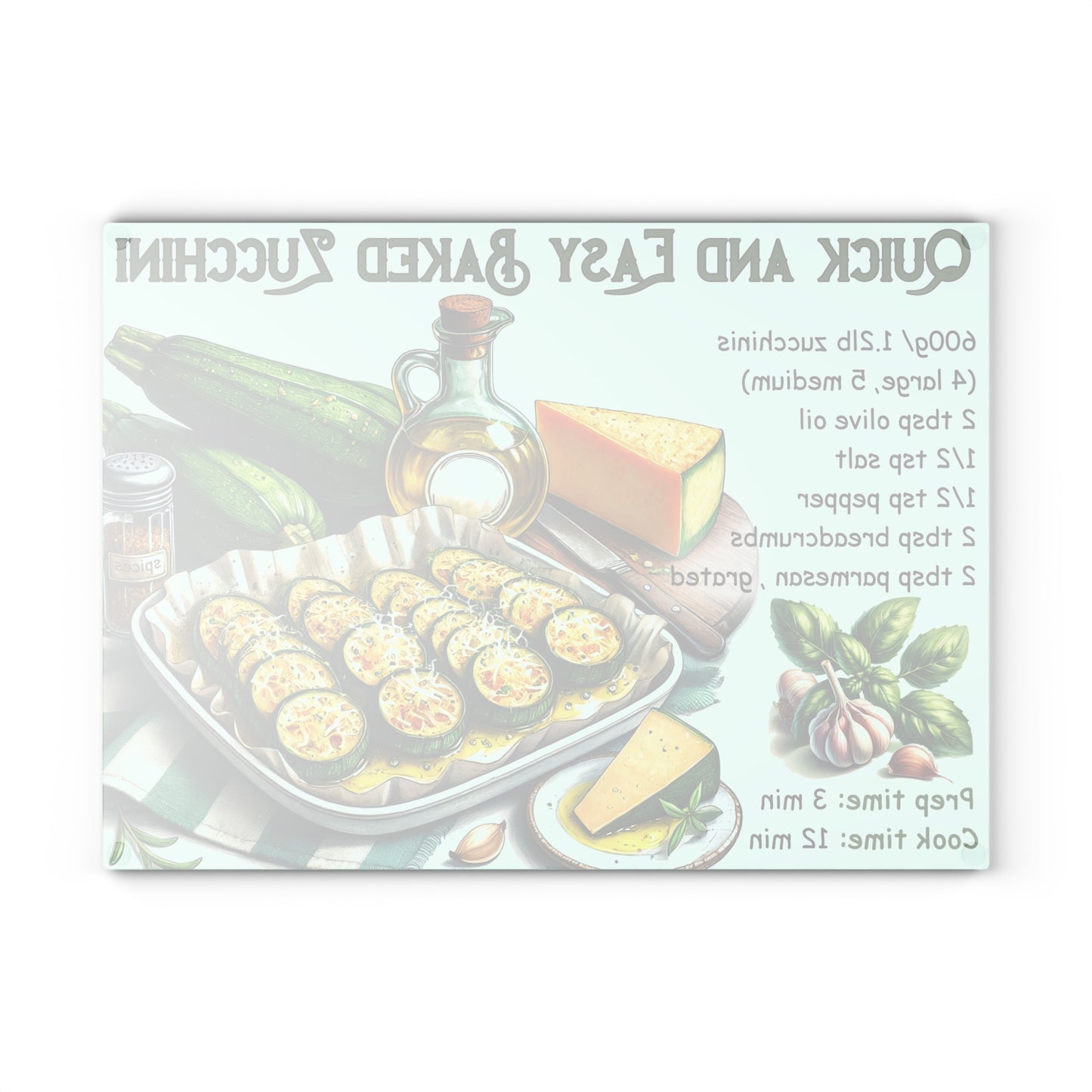 🥒 Quick and Easy Baked Zucchini – Healthy Kitchen Recipe Cutting Board