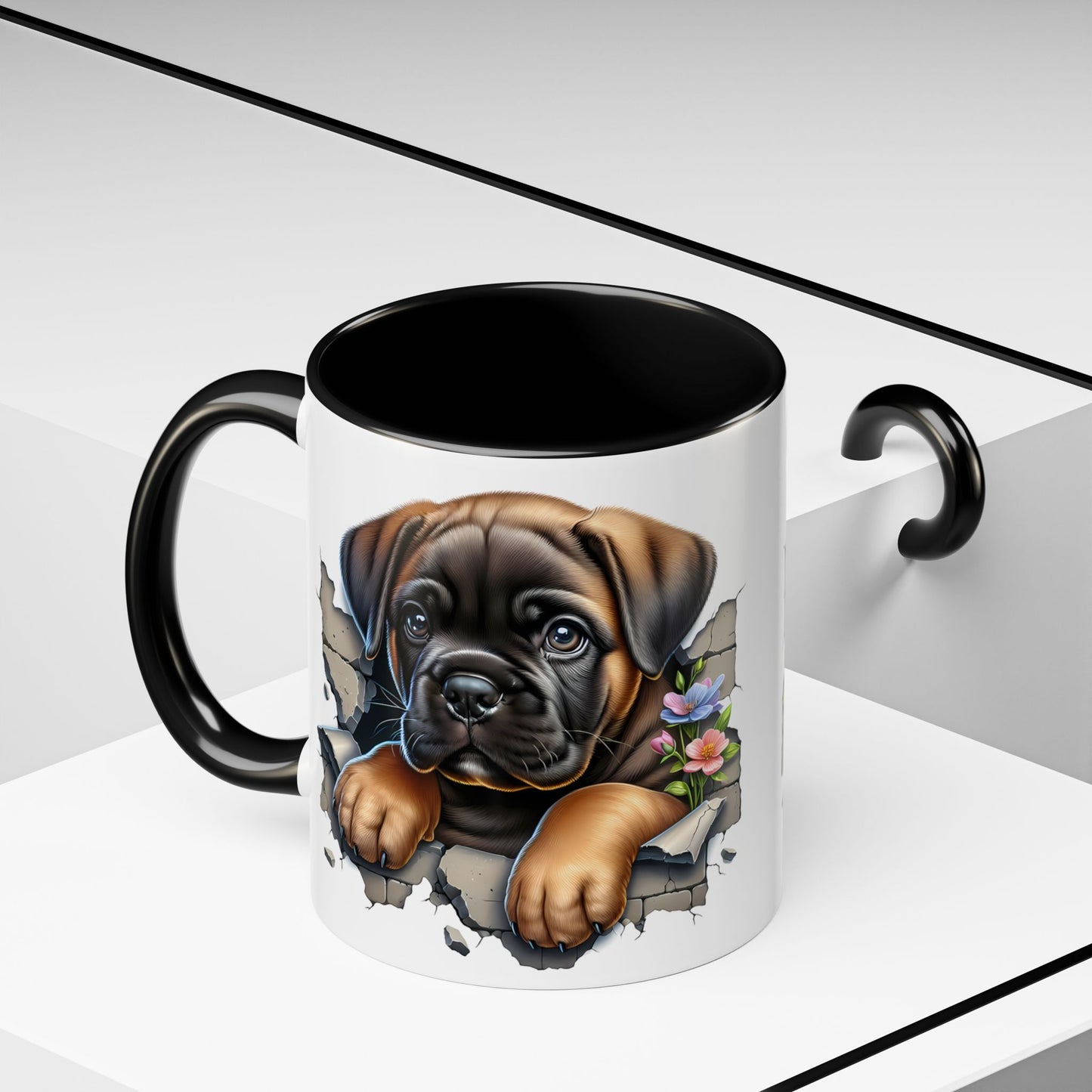🧡 Boxer Puppy Accent Mug – Adorable Peek-Through Cup for Dog Lovers