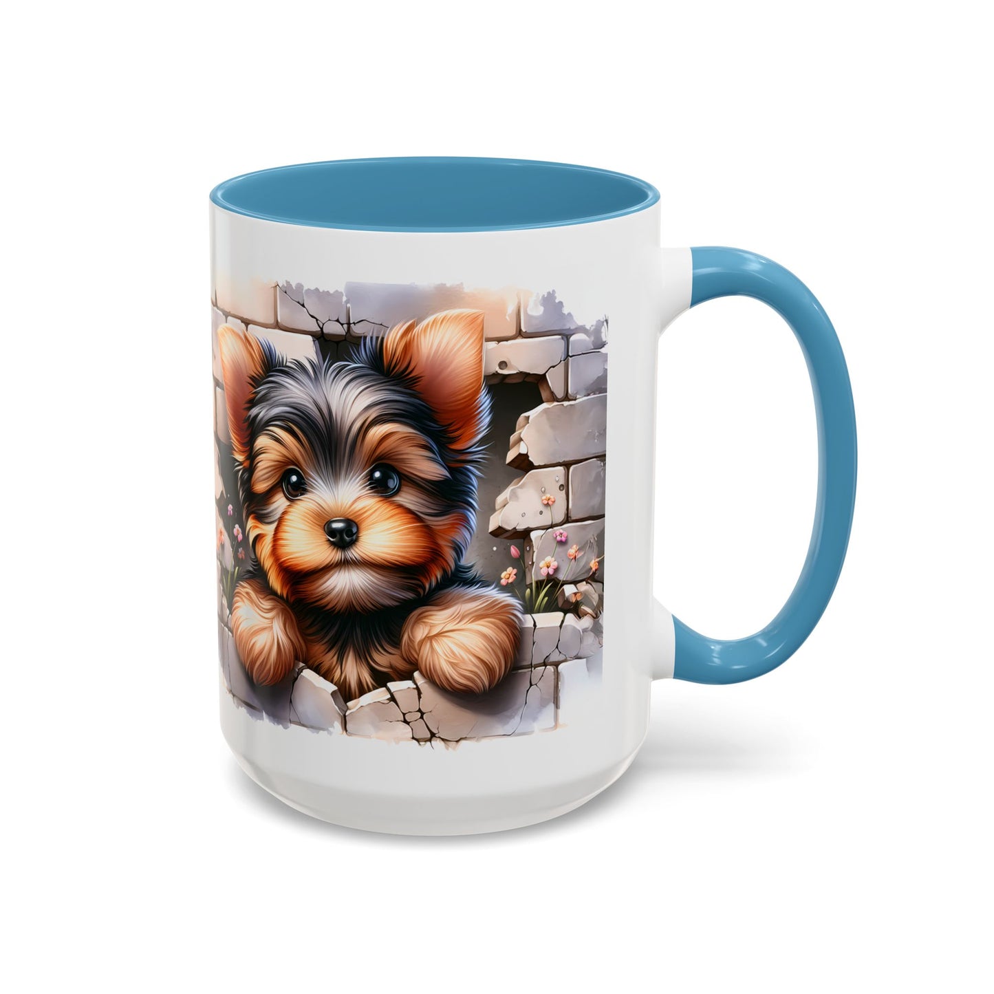 🎀🐶 Yorkie Puppy Accent Mug – Cute Peek-Through Dog Design for Animal Lovers ☕💖