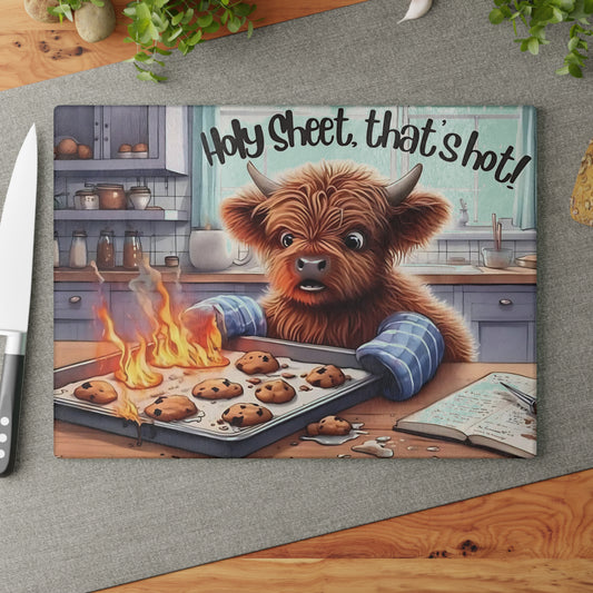 ¡Qué rico! – Tabla de cortar con diseño de vaca de las Highlands