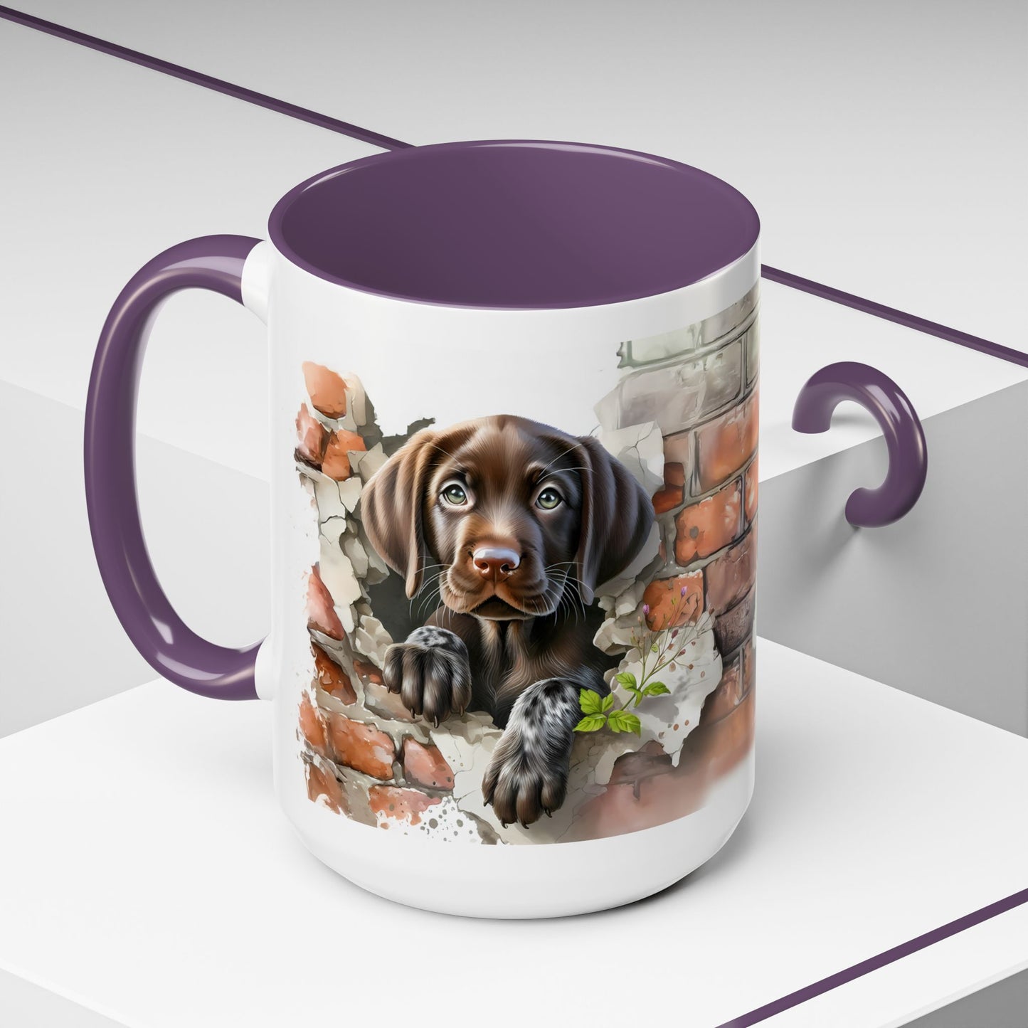 🐶🍫 Chocolate Lab Puppy Accent Mug – Sweet Brown Pup Coffee Cup ☕💛
