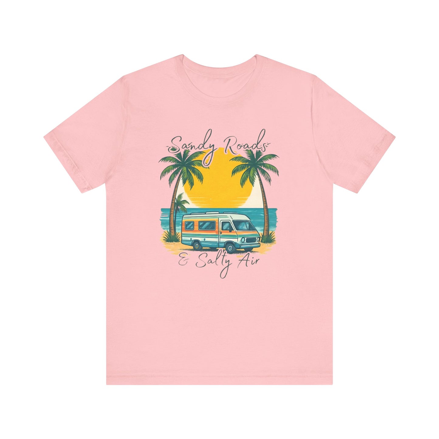 Camiseta Sandy Roads &amp; Salty Air: Camisa playera ligera para mujer para días costeros y ambiente veraniego.