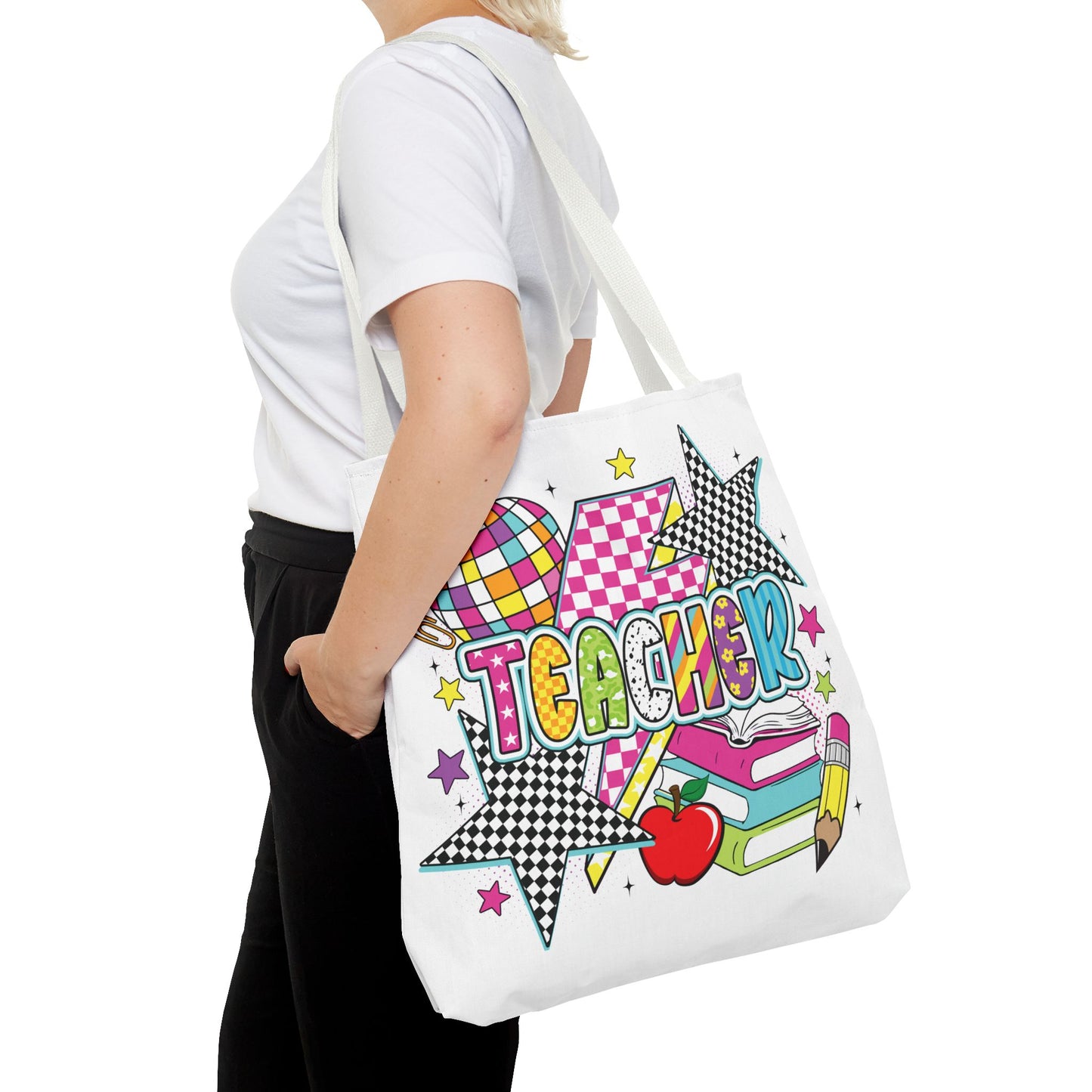 🌟 Bright Teacher Stars Tote – Bold Style for the Best in Class 🍎