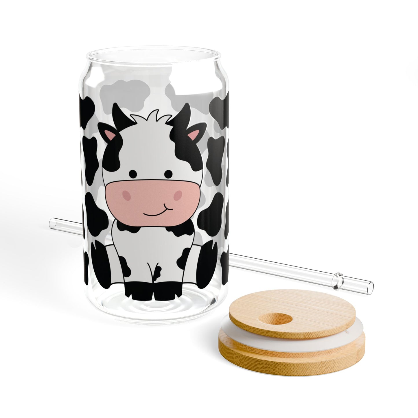 🐮 Moo-velous Cow Print Sipper Glass – Farm Fresh Fun in Every Sip 🥤