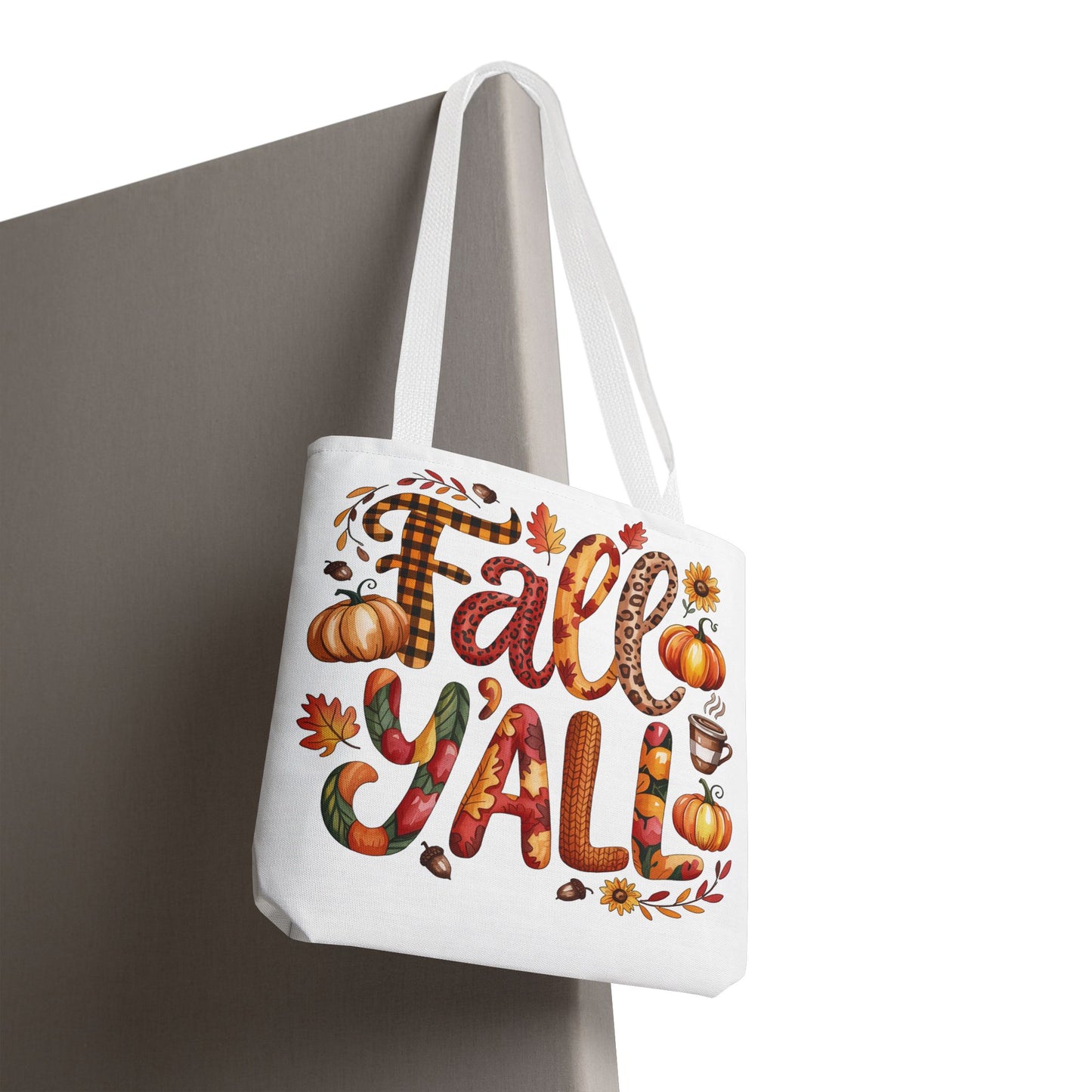 🎃 Fall Y’all Tote Bag – Bold Prints, Cozy Coffee & Pumpkin Cheer 🍂