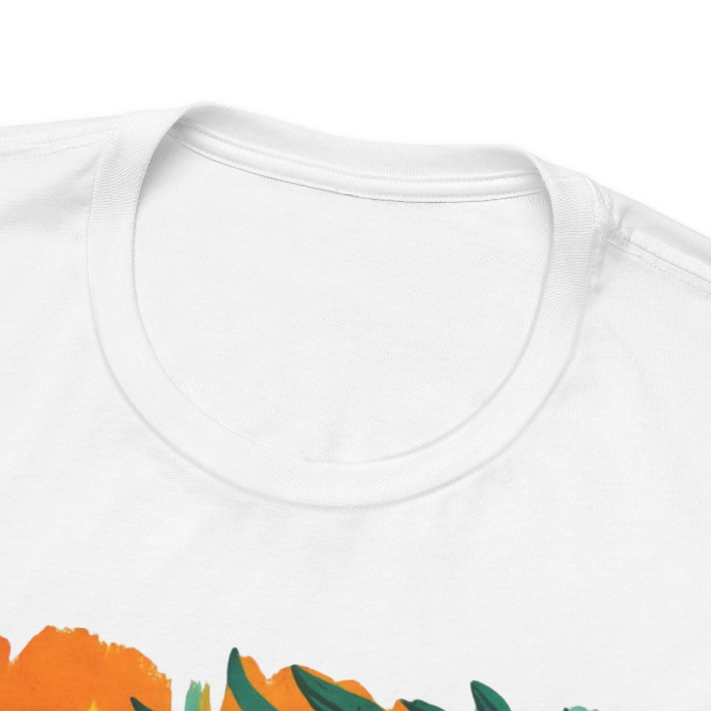 Camiseta "Tropic Like It's Hot" con flamenco, palmera y bebidas tropicales | Solo en blanco