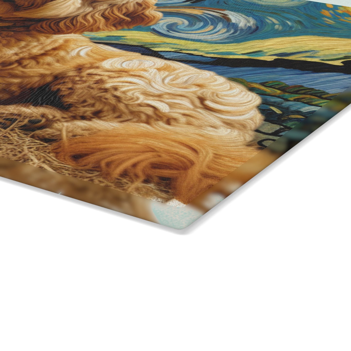 🌙 Golden Doodle Starry Night Cutting Board – Swirls of Charm & Canine Cuteness 🐾
