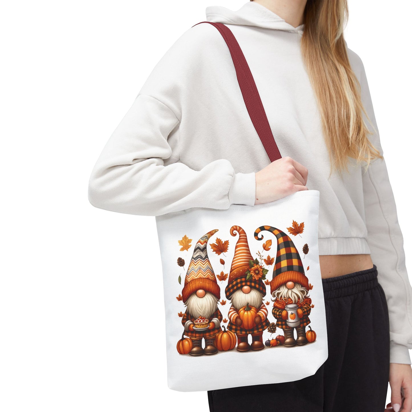 🍁 Autumn Gnome Trio Tote Bag – Cozy Fall Charm with Pumpkin Spice Magic