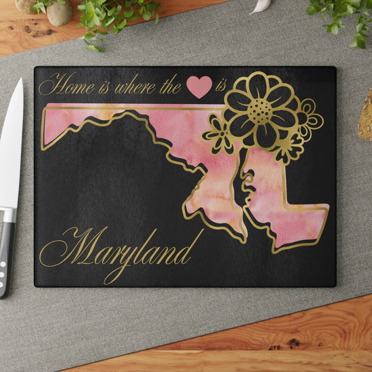 💖 Maryland State Cutting Board – Pink Pride with Elegant Charm