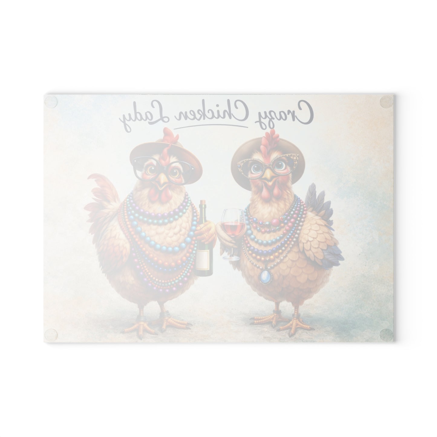 Crazy Chicken Lady Glass Cutting Board – Funny Chicken Farmhouse Kitchen Artwork