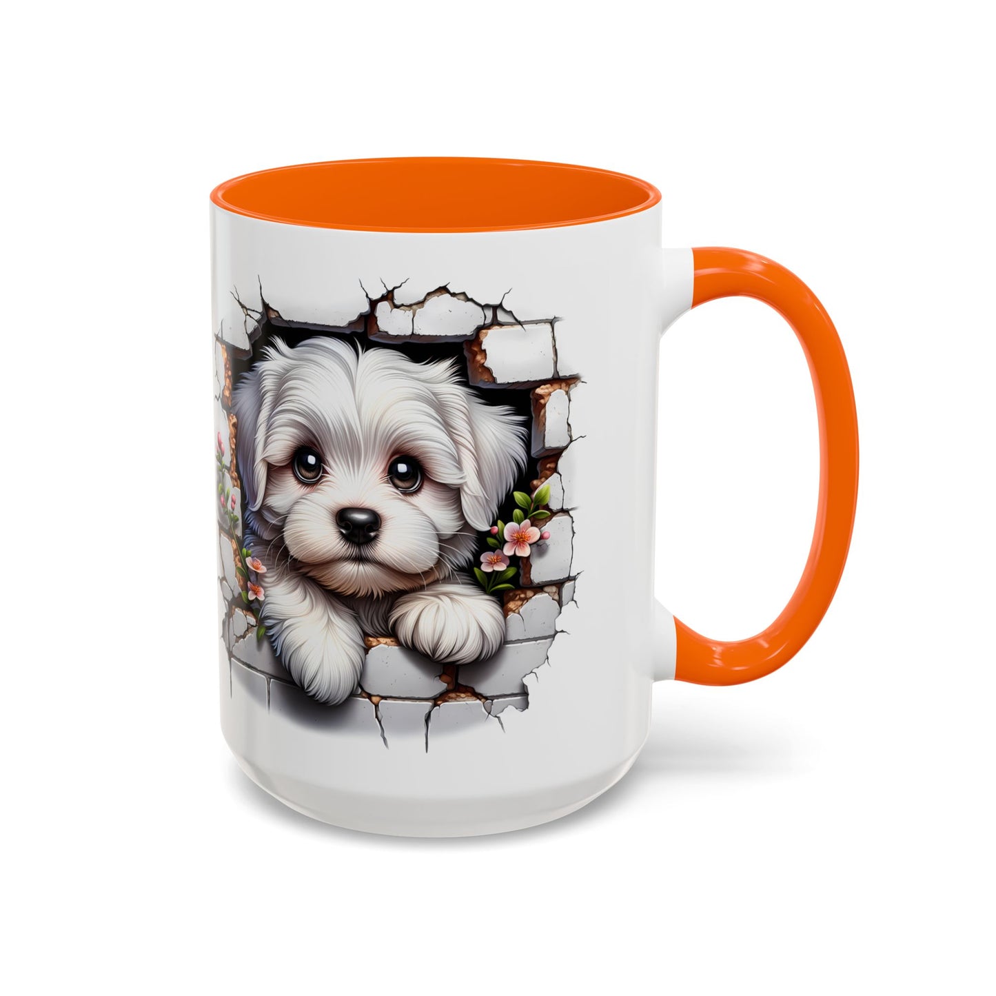 🎀🐶 Maltese Puppy Accent Mug – Cute Peek-Through Dog Design for Animal Lovers ☕💖