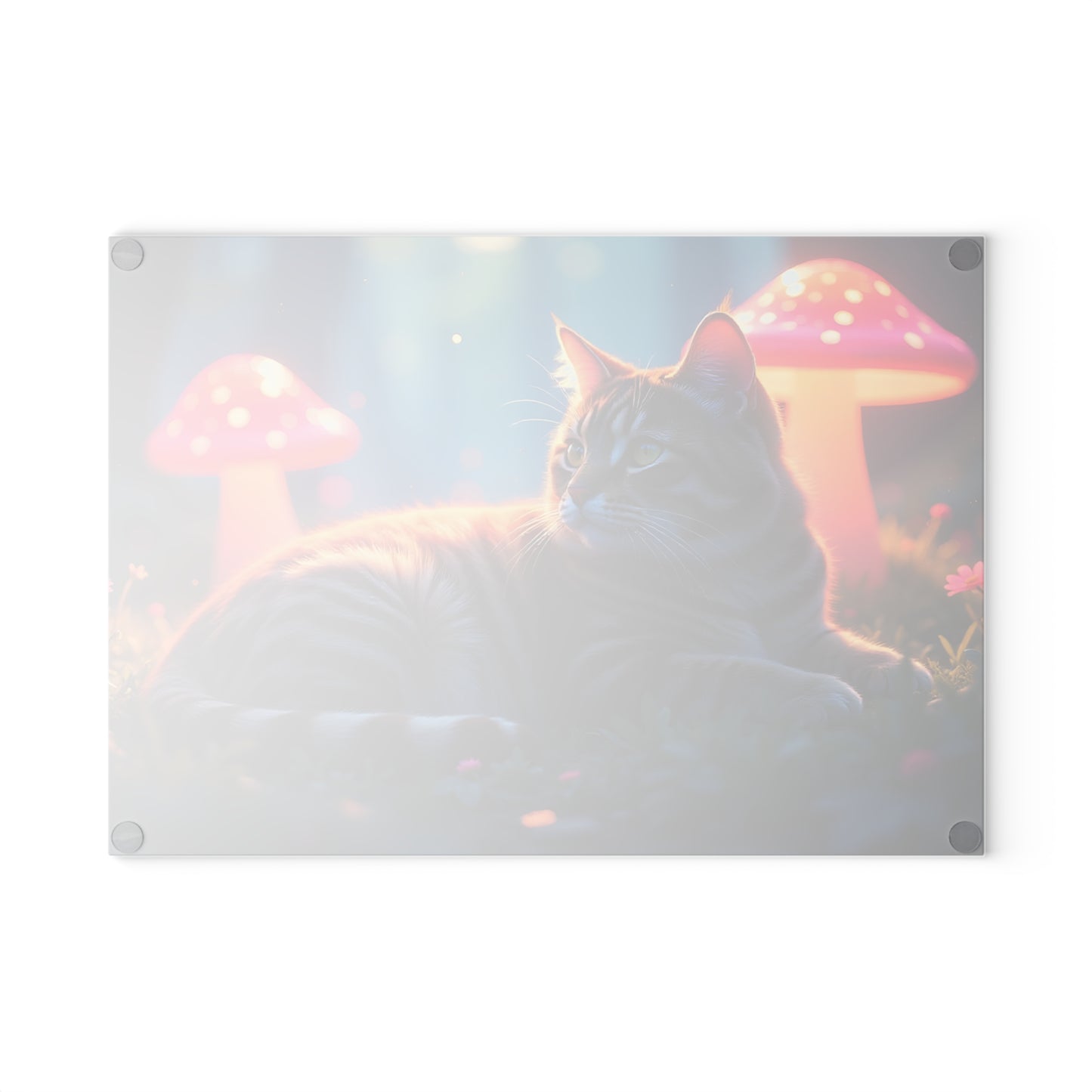 🐱🍄 Cat and Mushroom Cutting Board – Whimsical Nighttime Magic 🌌