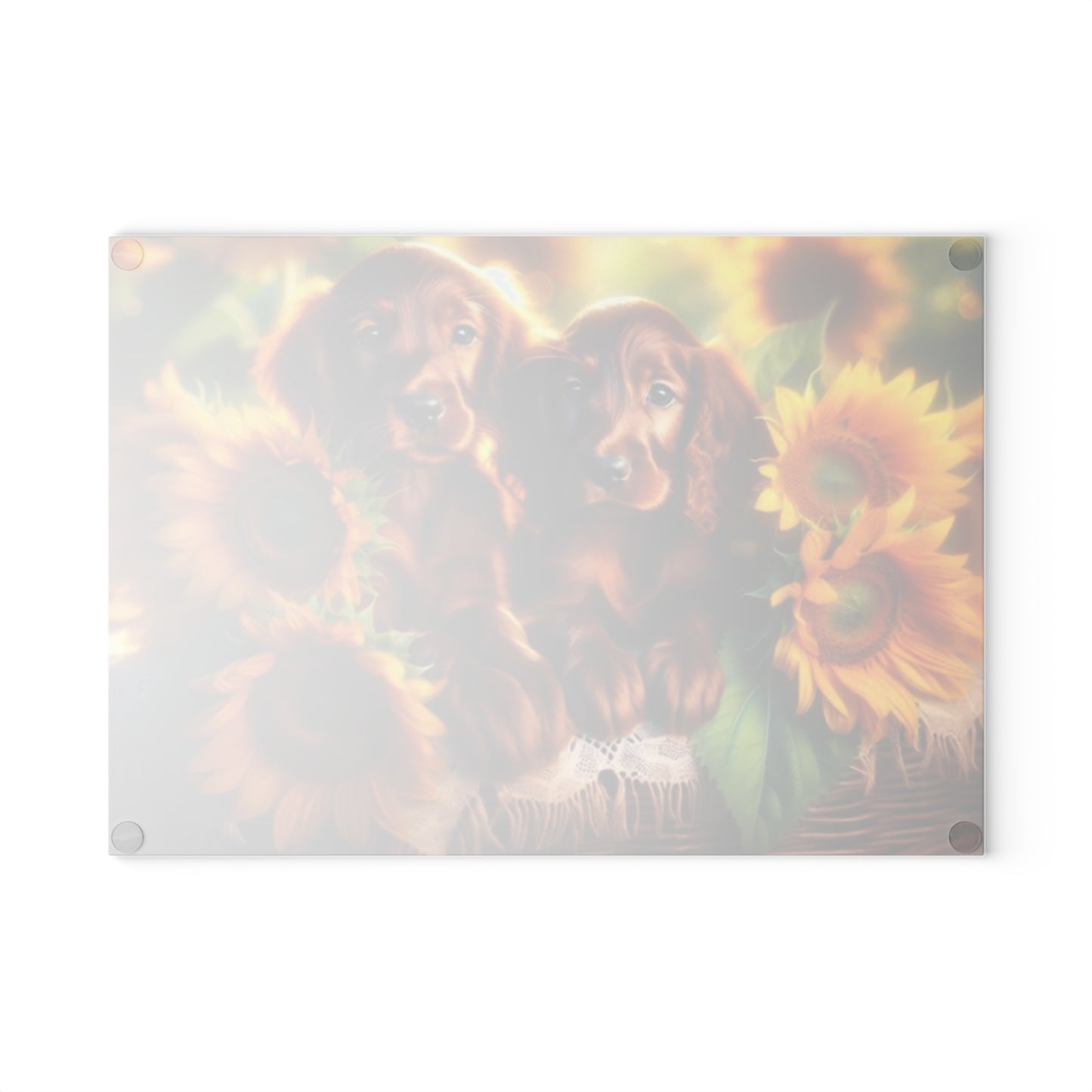 🐾 Sunflower Setter Pups Cutting Board – Golden Blooms & Puppy Love for Your Kitchen