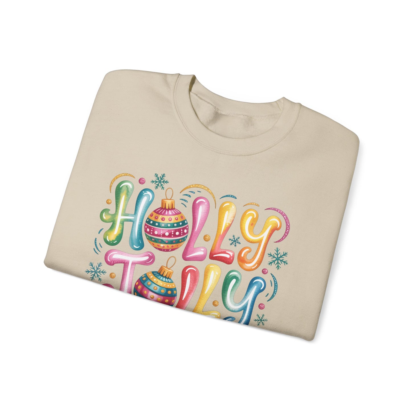 🎄✨ Holly Jolly Rainbow Ornament Christmas Sweatshirt – Festive & Fun Holiday Style 🌈🎁