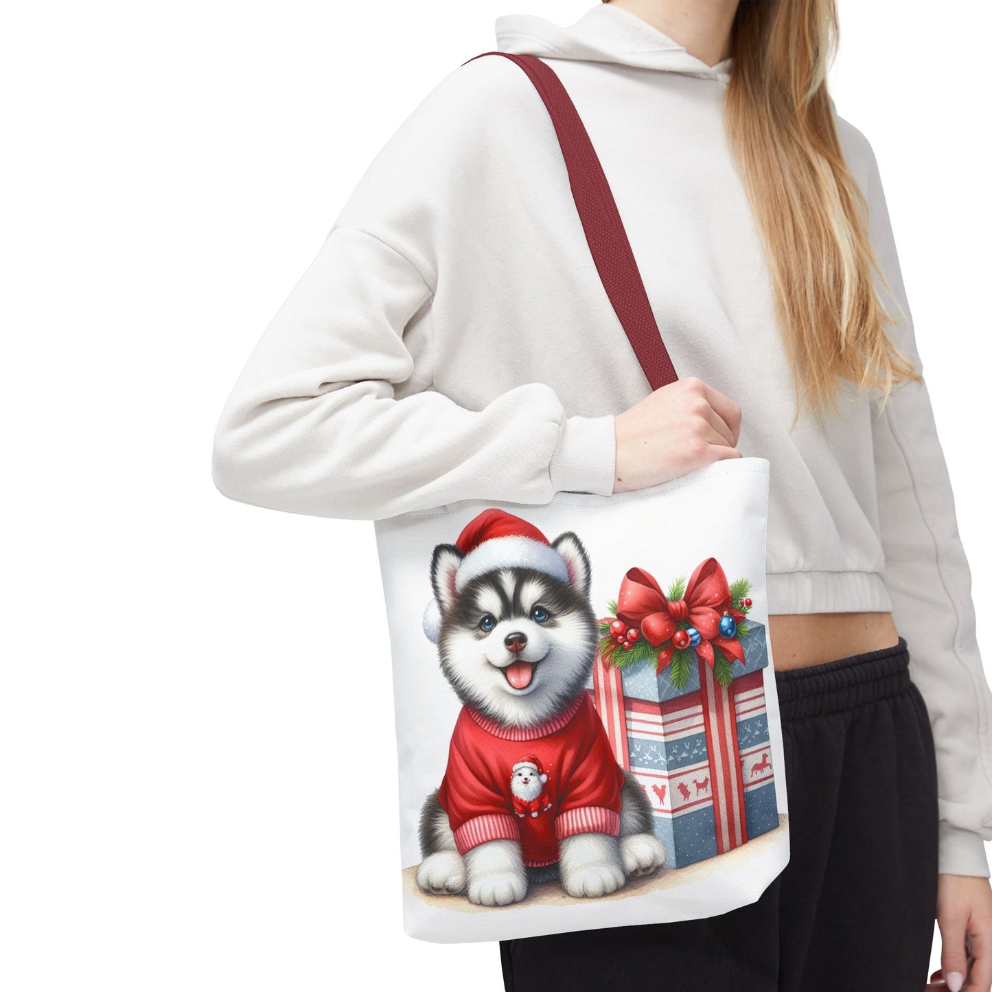 🎁 Christmas Husky Tote Bag – Festive Pup & Holiday Cheer in Every Carry 🎄