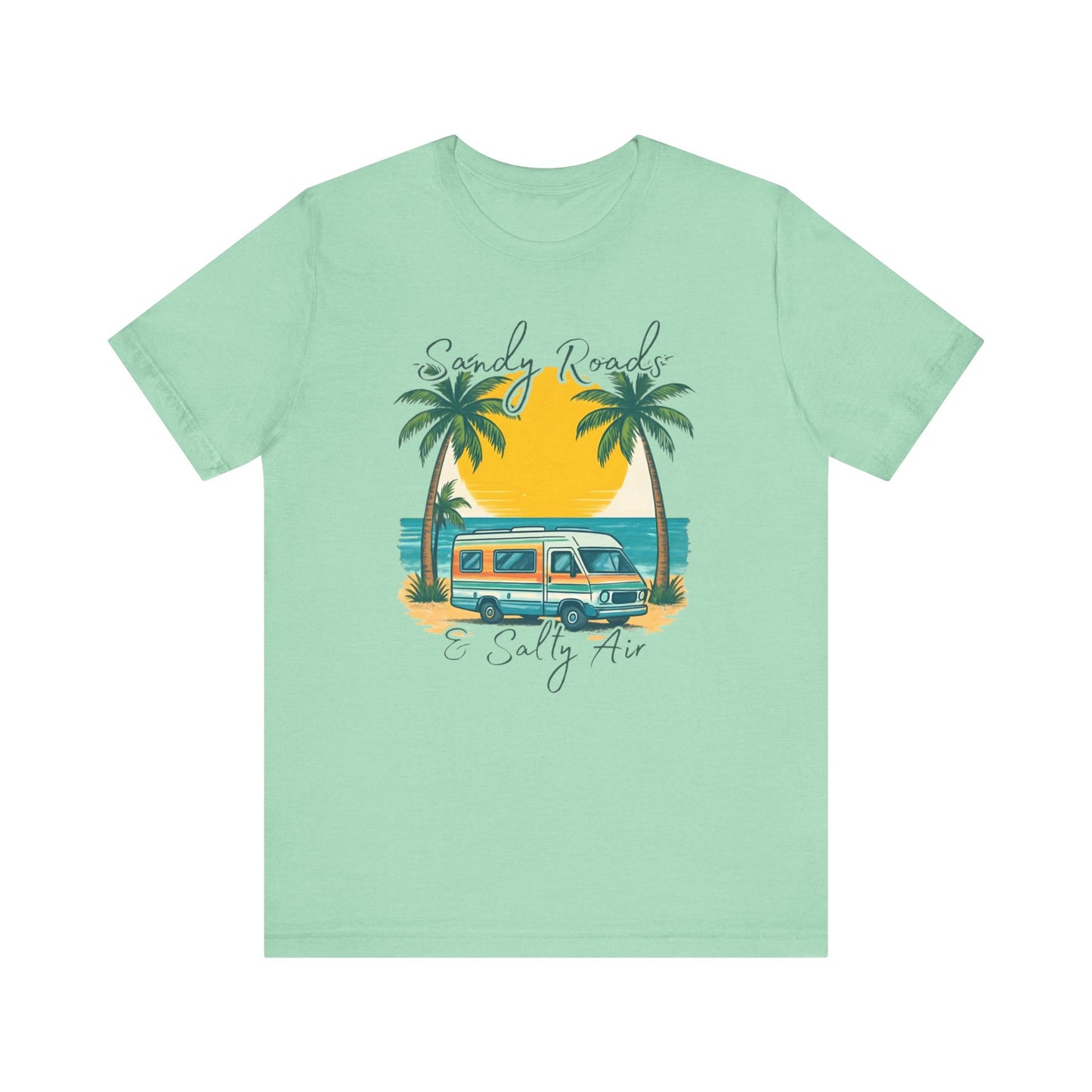 Camiseta Sandy Roads &amp; Salty Air: Camisa playera ligera para mujer para días costeros y ambiente veraniego.