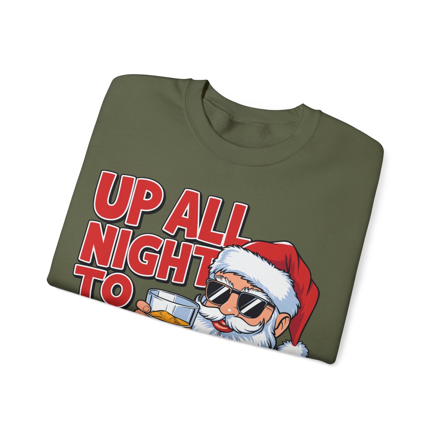 🎅🥃 Up All Night To Get Lucky Sweatshirt – Funny Santa Holiday Pullover for Men