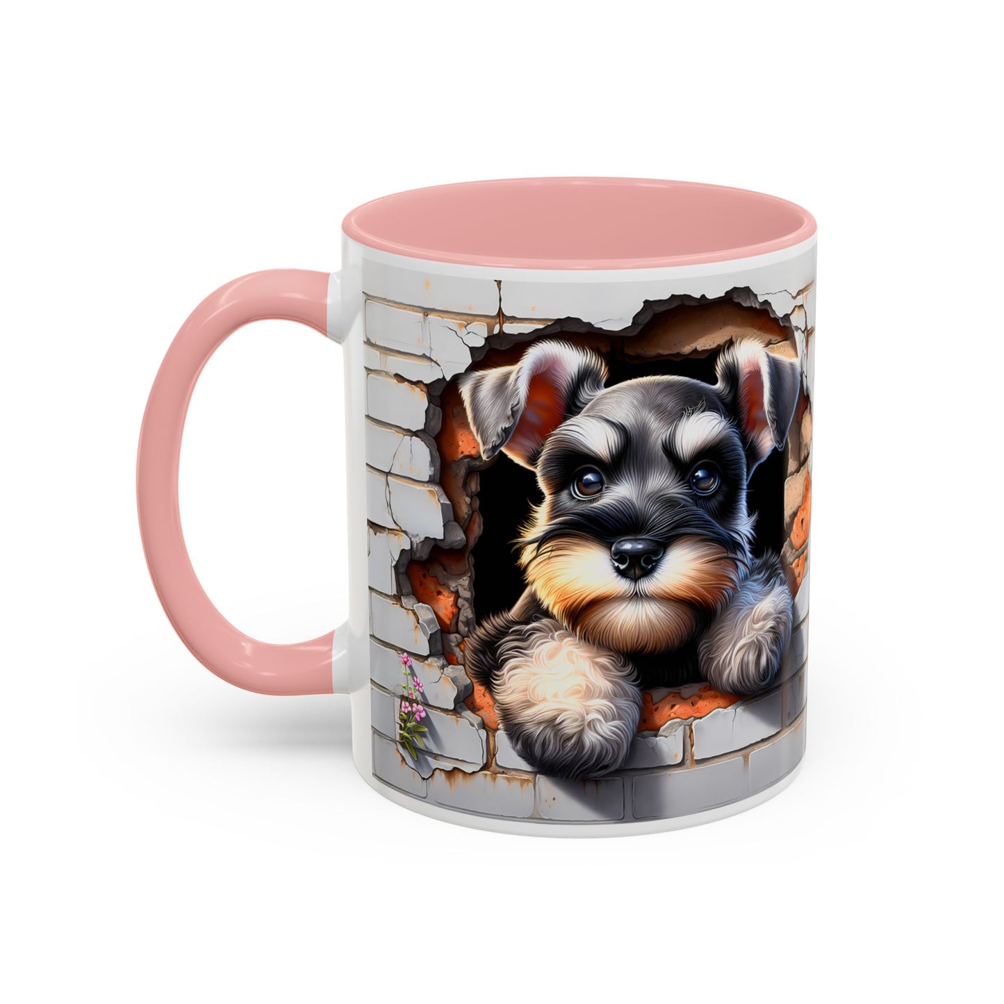 🎀🐶 Schnauzer Puppy Accent Mug – Cute Peek-Through Dog Design for Animal Lovers ☕💖