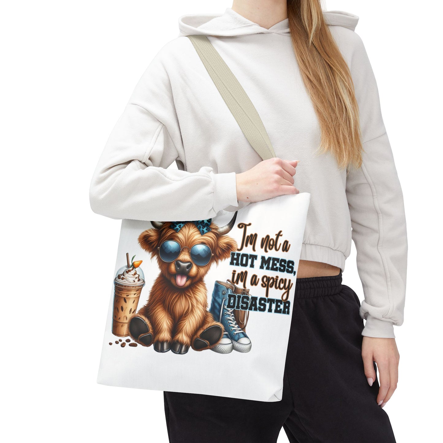 Bolsa de tela Highland Cow: «No soy un desastre picante, soy un desastre picante».