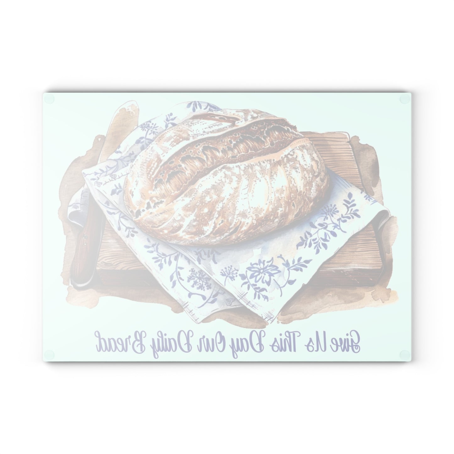 🍞✨ “Daily Bread Blessing” Glass Cutting Board – Warm Faith for Your Kitchen