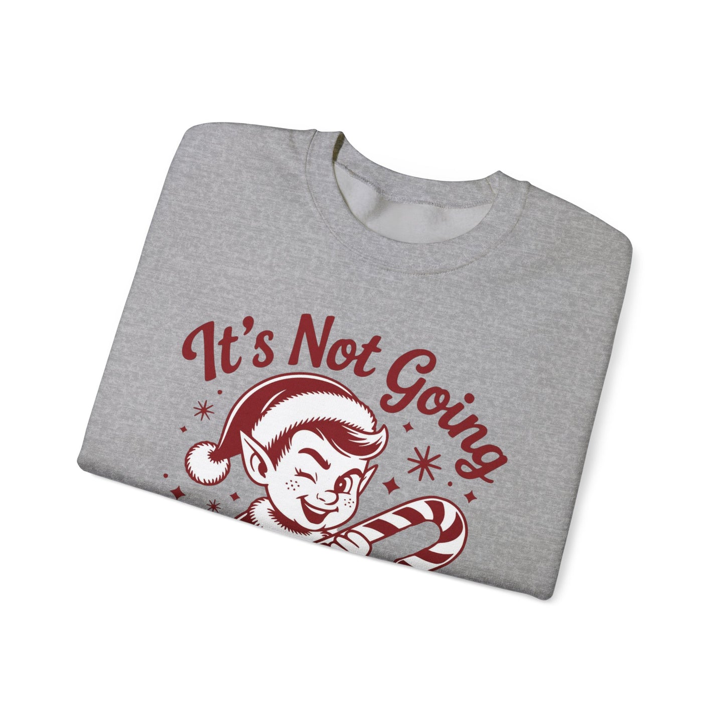 🍭😅 “It’s Not Going To Lick Itself” Men’s Funny Elf Sweatshirt – Bold Candy Cane Humor Crewneck