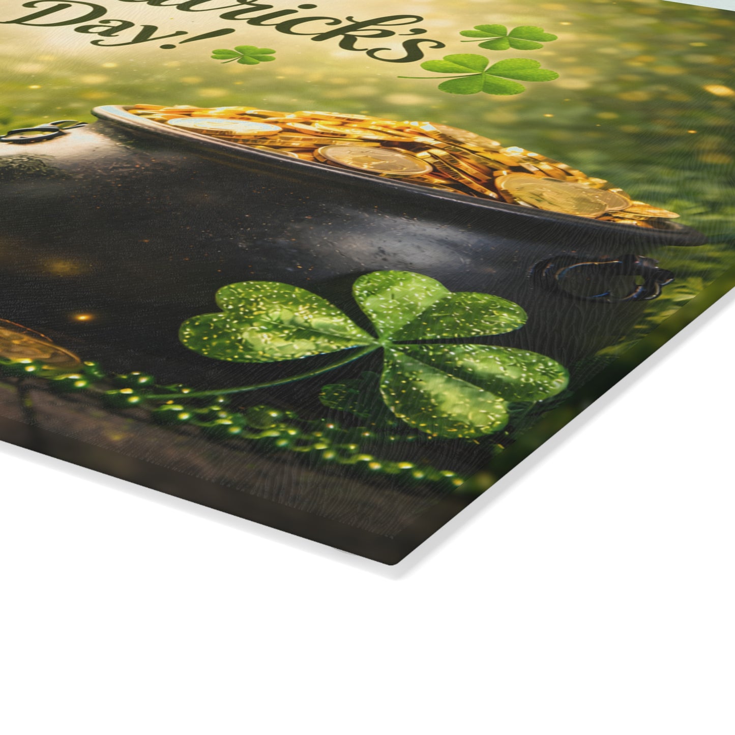 Happy St. Patrick’s Day Glass Cutting Board – Festive Irish Kitchen Decor