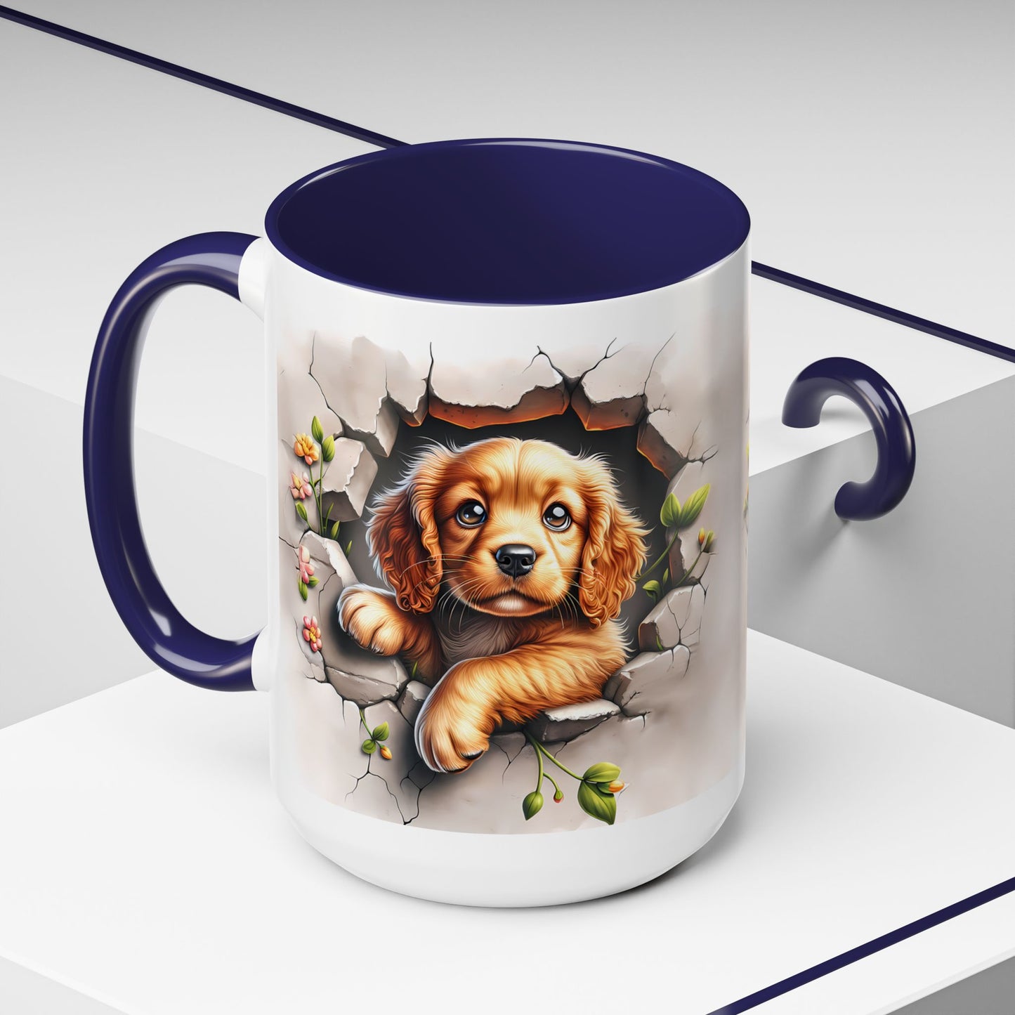 🐾 Cocker Spaniel Puppy Accent Mug – Sweet Fluffy Pup Coffee Cup ☕🤎