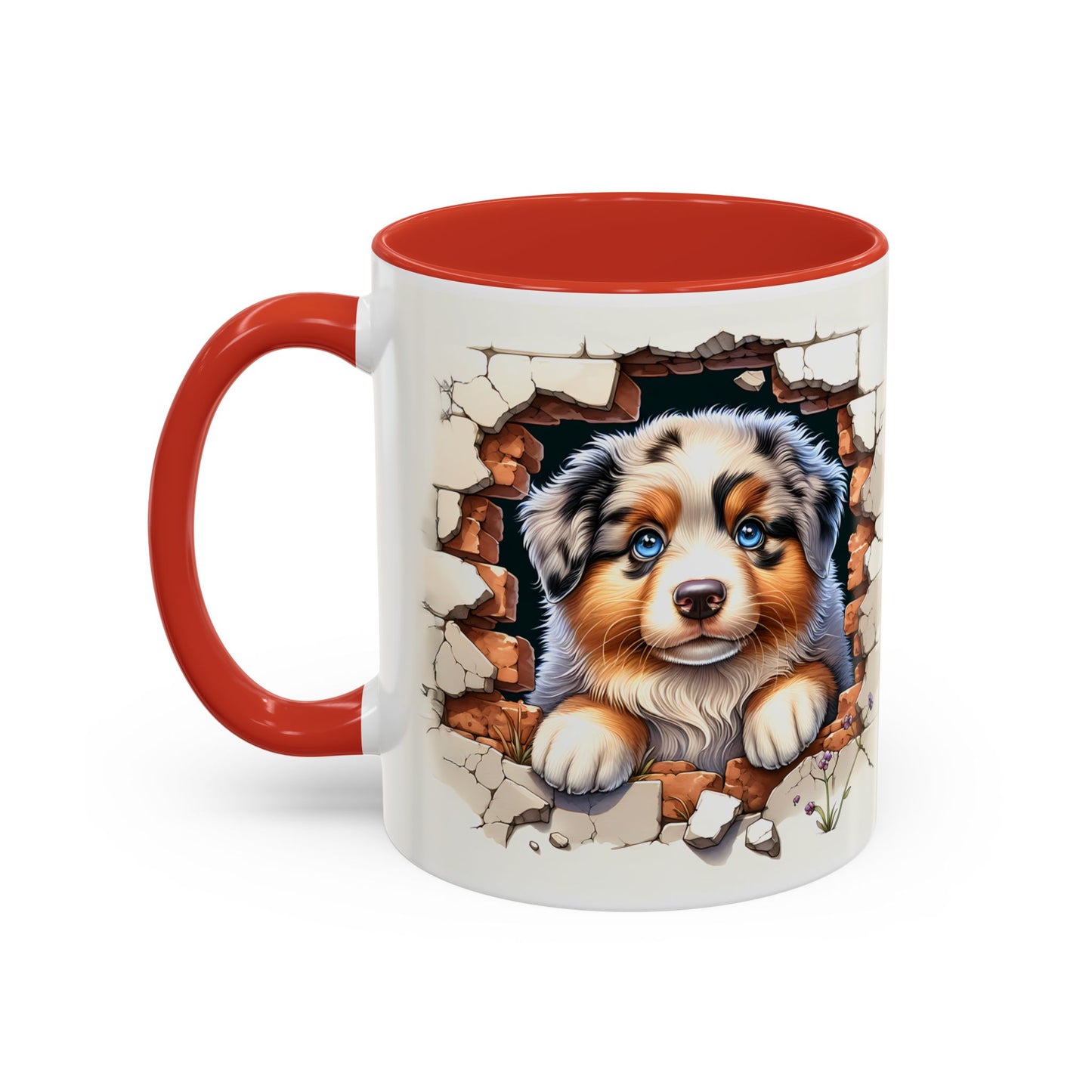 🐾☕ Australian Shepherd Puppy Peek Accent Mug – Blue-Eyed Beauty Dog Lover Gift ✨💙