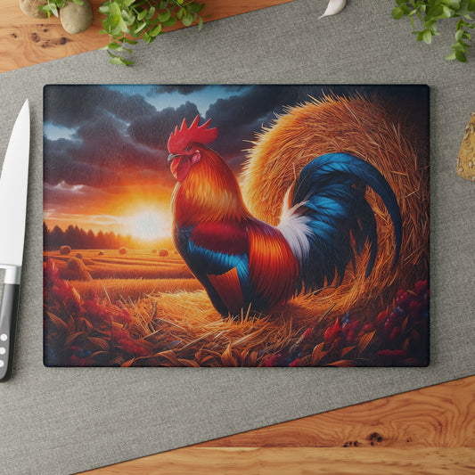 🐓🌅 Sunrise Rooster Cutting Board – Bold Farmhouse Charm for Your Kitchen 🌅🐓