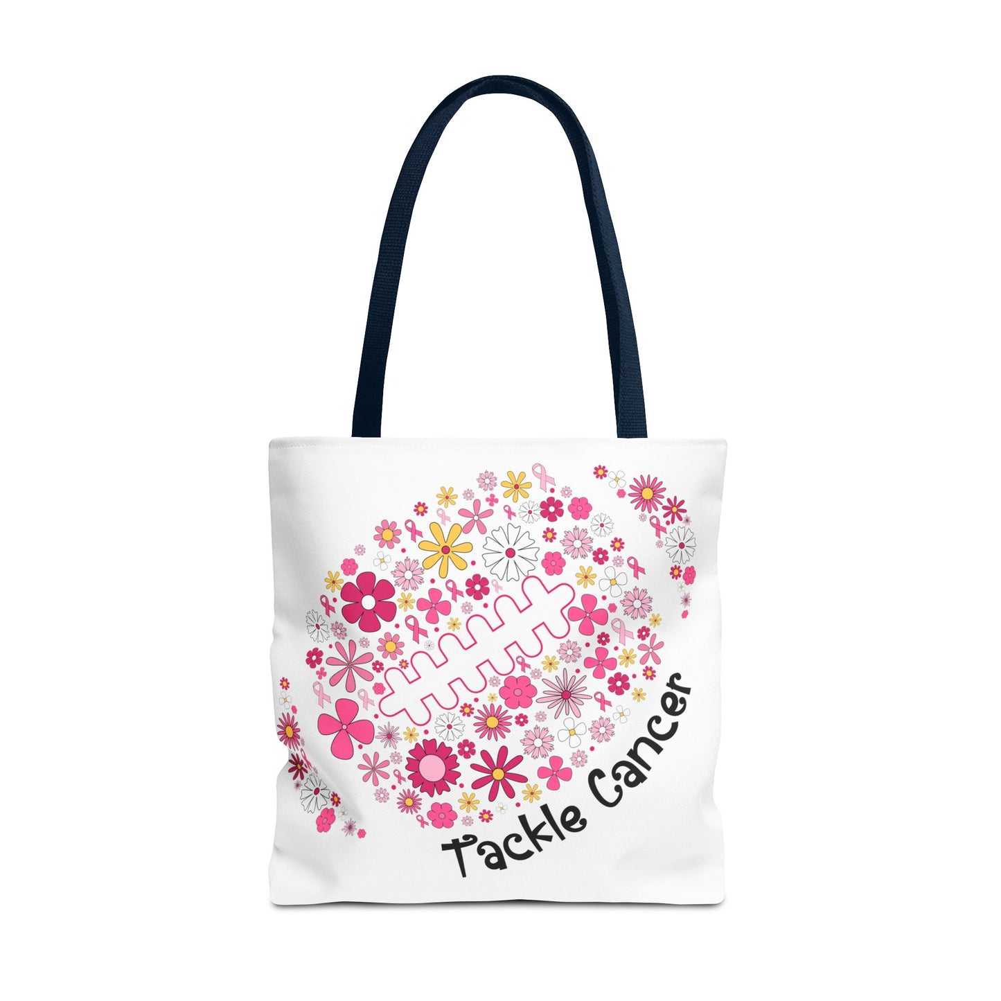 🌸 Pink Floral Football Tote Bag – Game Day Meets Breast Cancer Awareness 🎀👜