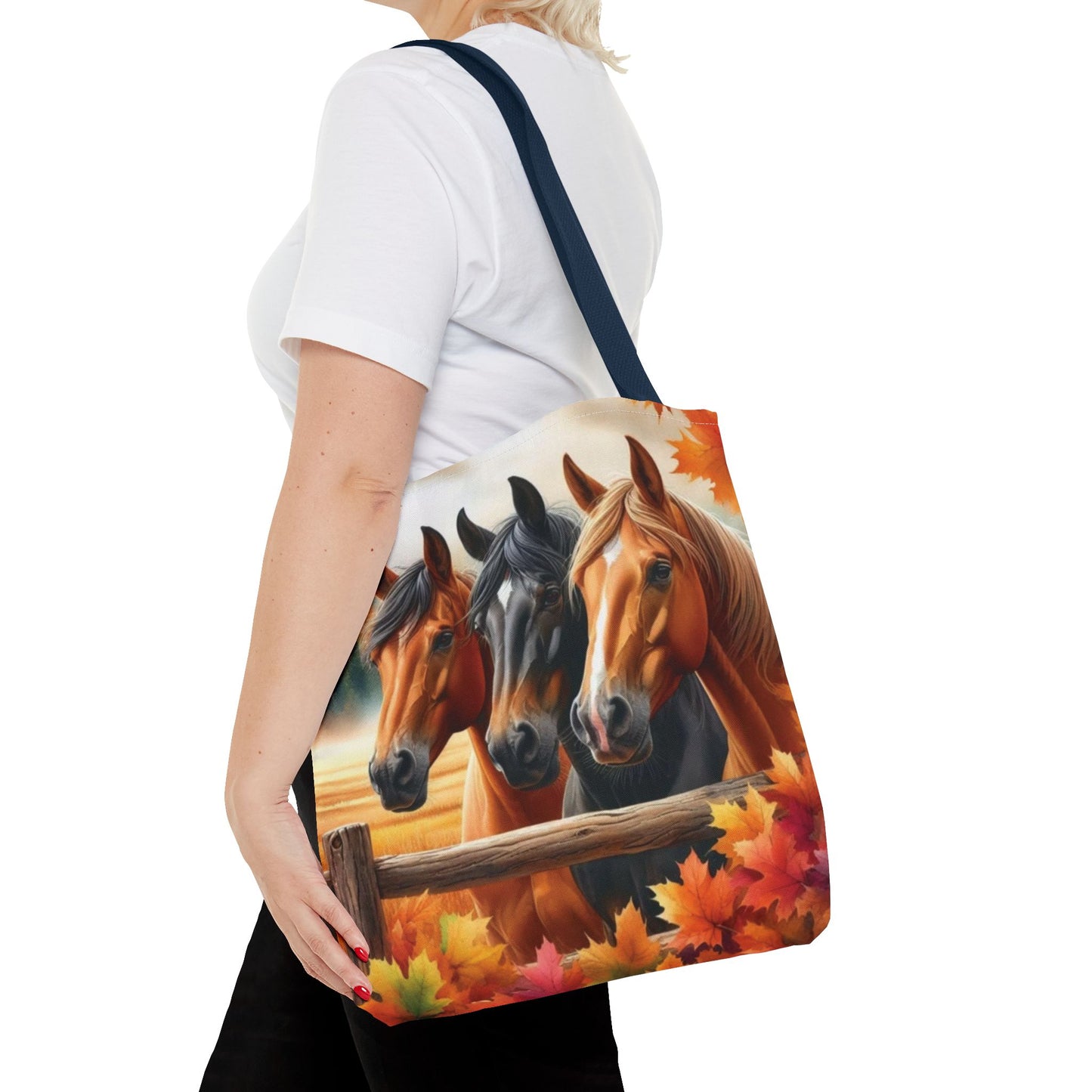 🐴 Autumn Horse Trio Tote Bag – Rustic, Stylish & Practical 🍂