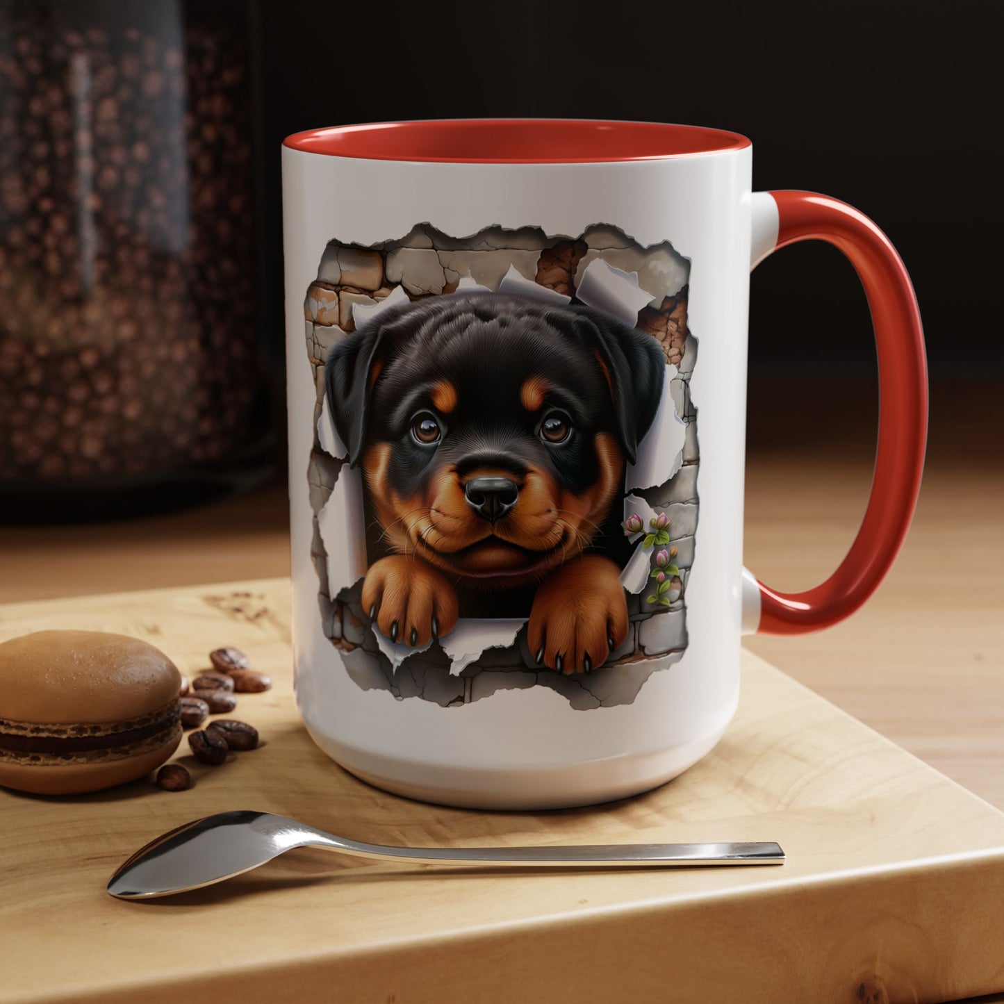 🐾☕ Rottweiler Puppy Accent Mug – Sweet Breakthrough Pup Design ✨