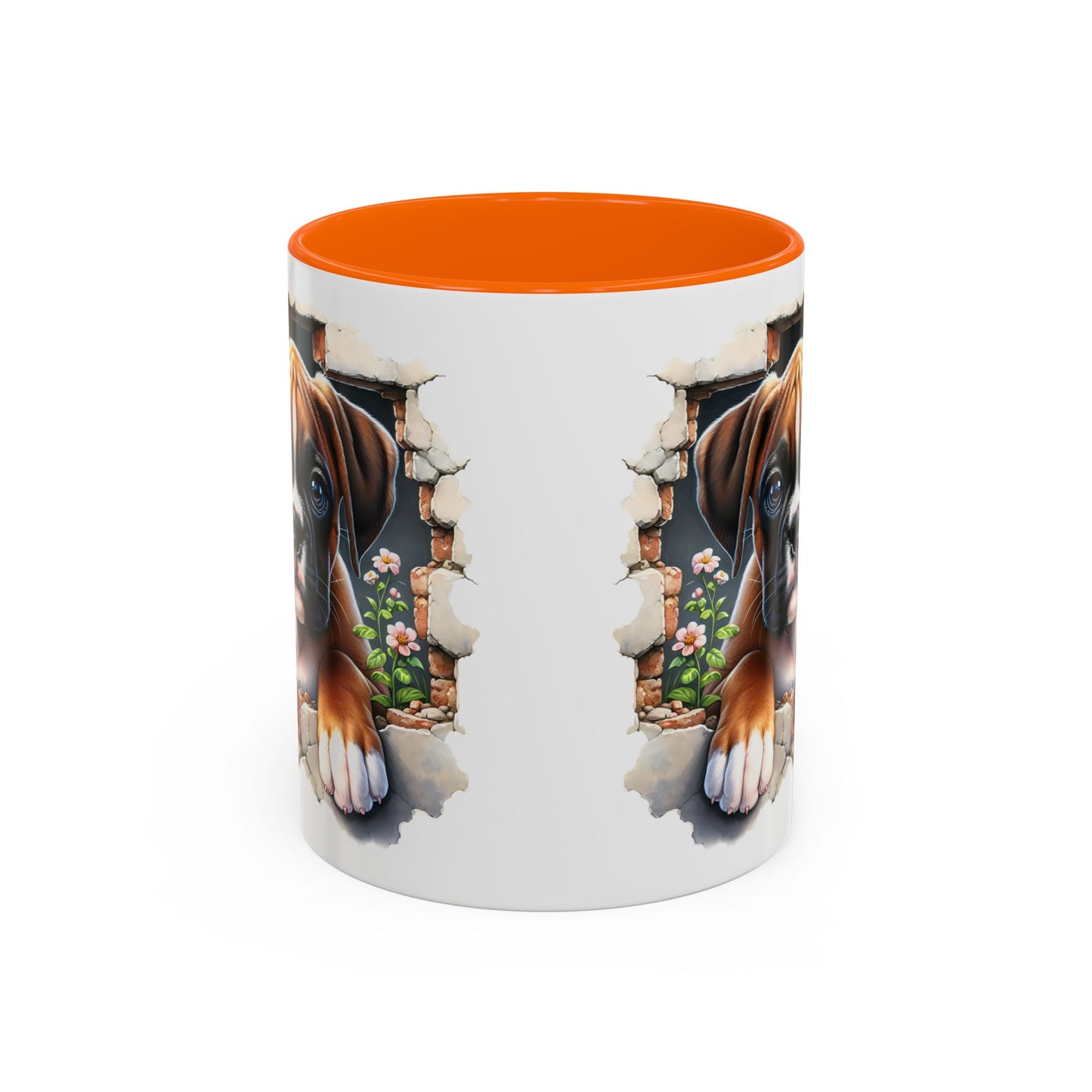 🐶☕ Boxer Puppy Peek Accent Mug – Adorable Dog Lover Gift ✨💛