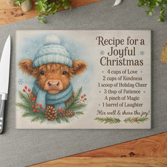 ❄️🎄 Blue Winter Highland Cow Recipe for a Joyful Christmas Cutting Board – Cozy Holiday Kitchen Décor 🎁✨
