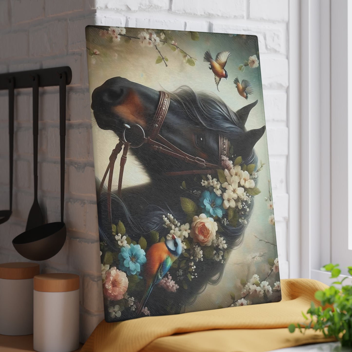 Tabla de cortar de caballo marrón Tabla de cortar de vidrio templado Tabla de charcutería Tabla de cortar Regalo de inauguración de la casa Tabla de cortar personalizada