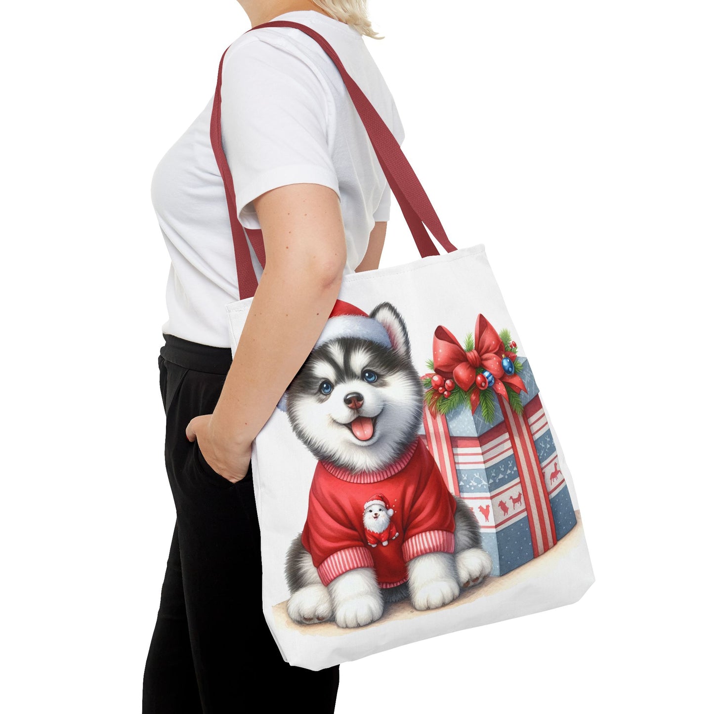 🎁 Christmas Husky Tote Bag – Festive Pup & Holiday Cheer in Every Carry 🎄