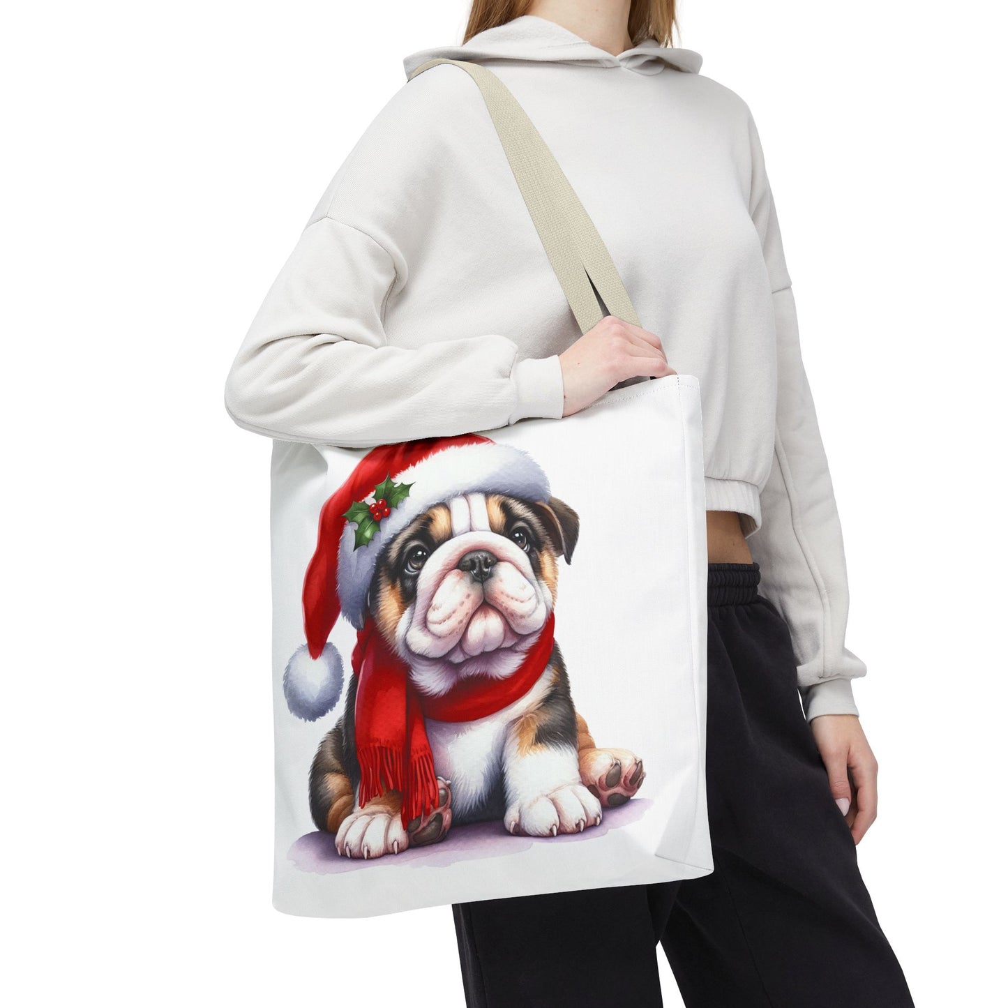🎅 Bulldog Christmas Tote Bag – Cozy Holiday Style for Dog Lovers 🐾
